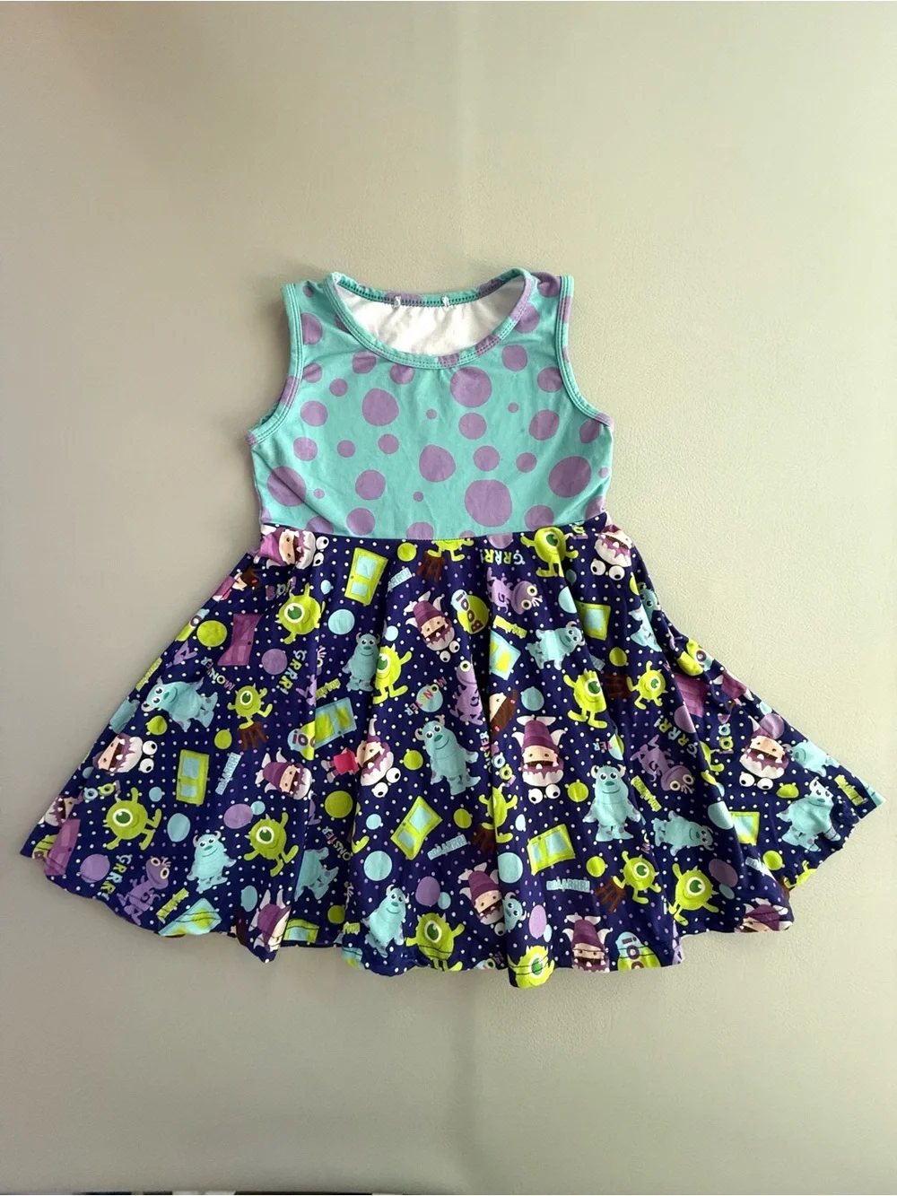 Disney Monsters Inc Girls Twirl Dress Boo, Sully Mike Randall size 5-6 - Fair